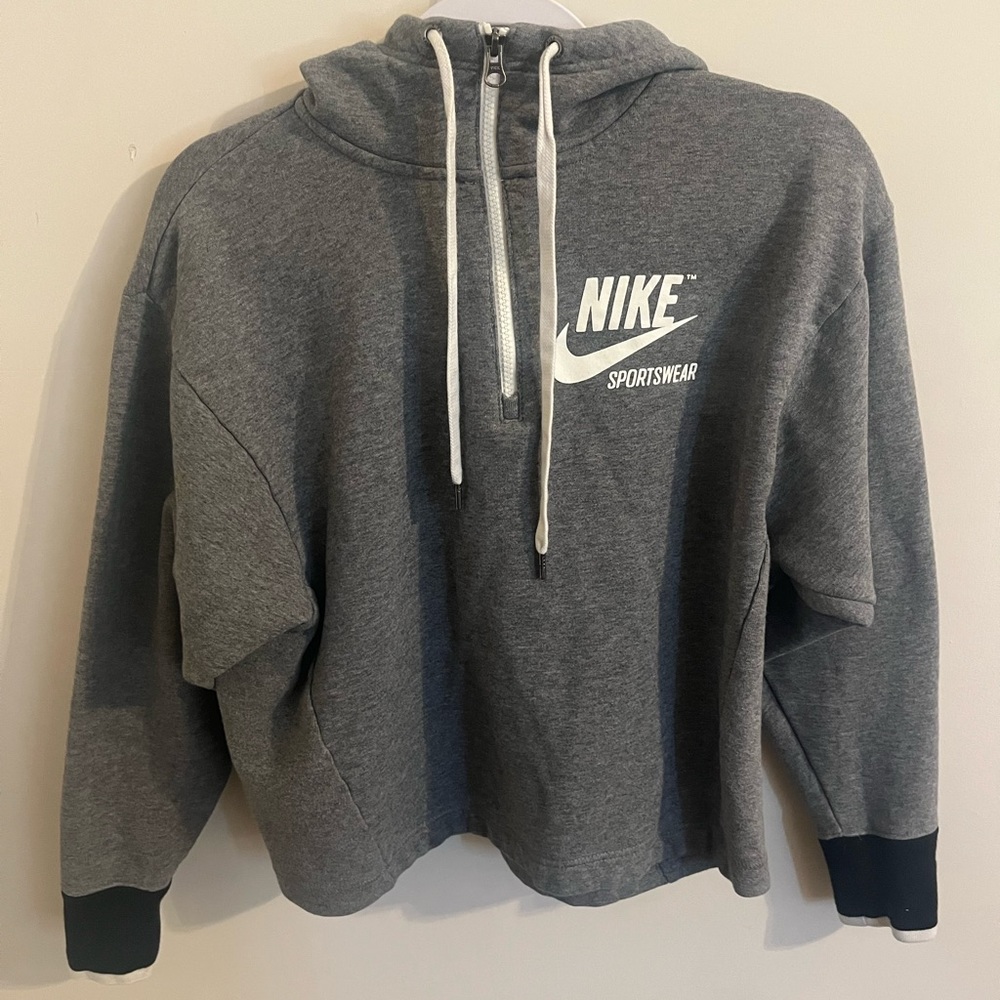 Grey Nike cropped hoodie
